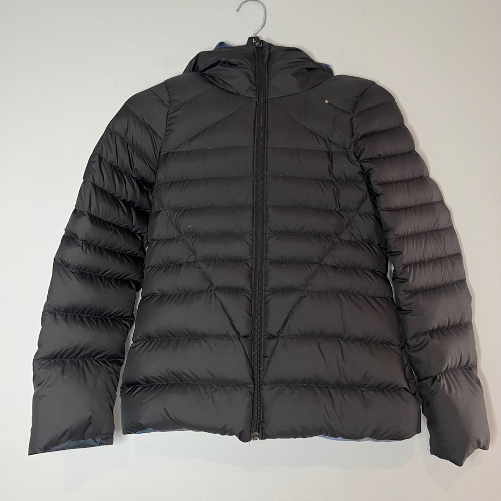 ivivva by lululemon Girls Black Down Puffer Jacket Galaxy Lined Size 12 Hooded